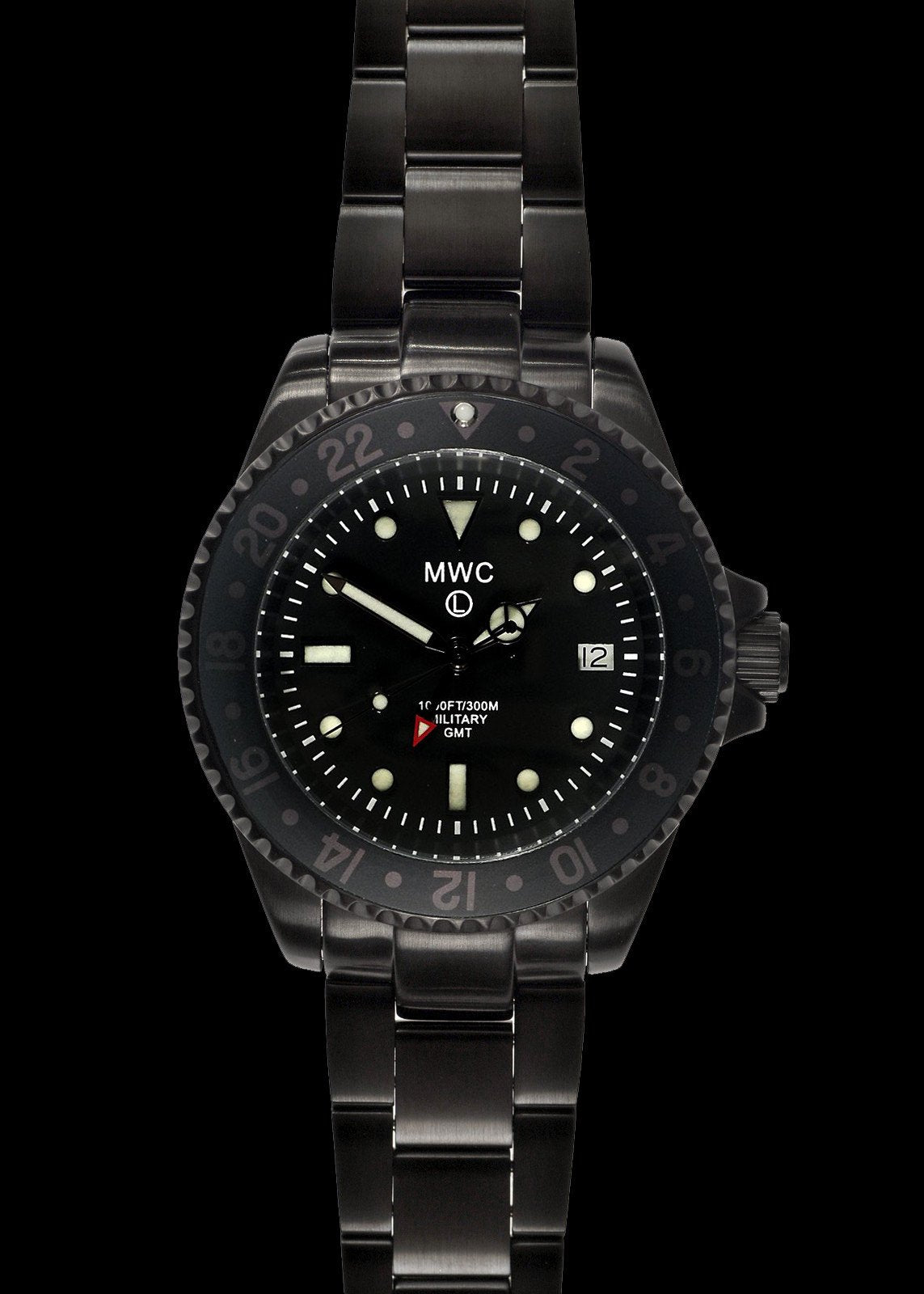 MWC GMT (Dual Time Zone) PVD Military Watch on Matching Steel Bracelet