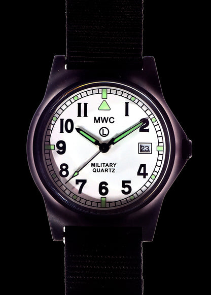 MWC G10LM European Pattern Military Watch With White Dial in Covert Non Reflective Black PVD Steel (Date Version)