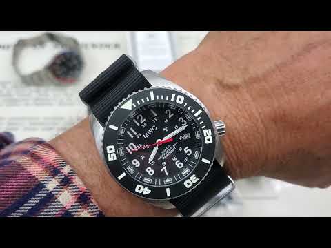 Load video: MWC &quot;Depthmaster&quot; 100atm / 3,280ft / 1000m Water Resistant Military Divers Watch in a Stainless Steel Case with GTLS and Helium Valve (10 Year Battery Life) YouTube Review by @OFD