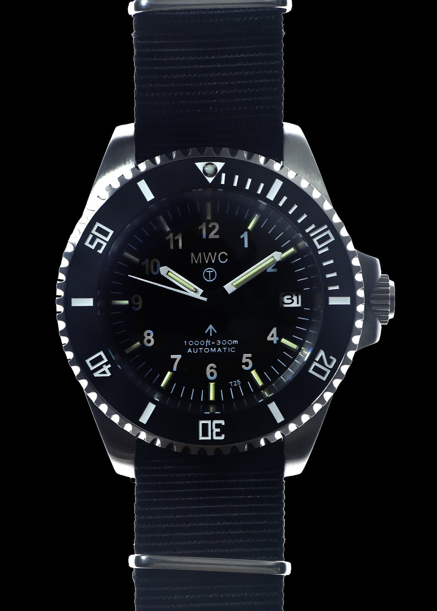 MWC 24 Jewel 300m Automatic Military Divers Watch with Tritium GTLS Illumination and Sapphire Crystal