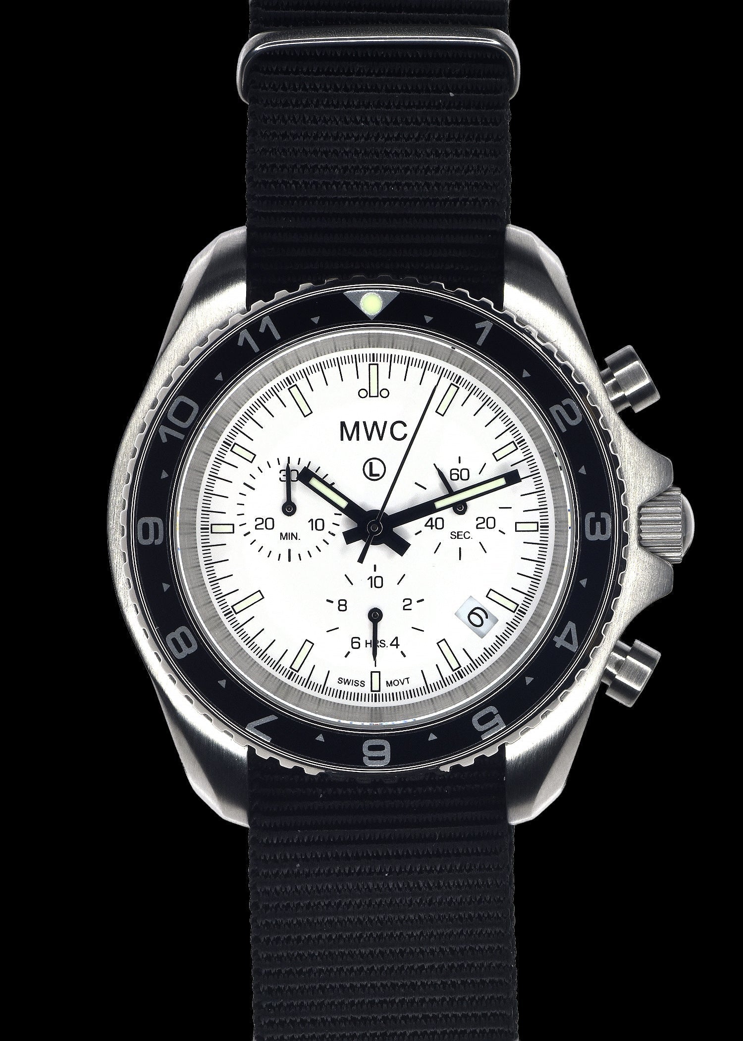 MWC NATO Pattern Stainless Steel Military Pilots Chronograph with Sapp ...