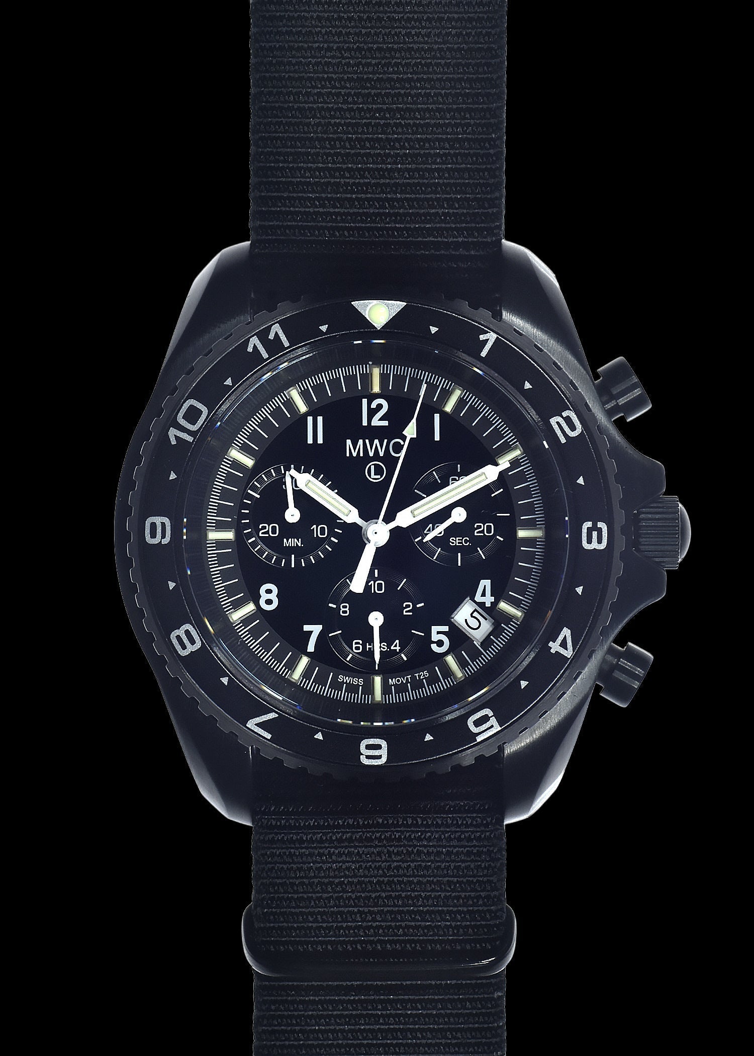 MWC NATO Pattern Stainless Steel Military Pilots Chronograph with Sapp ...