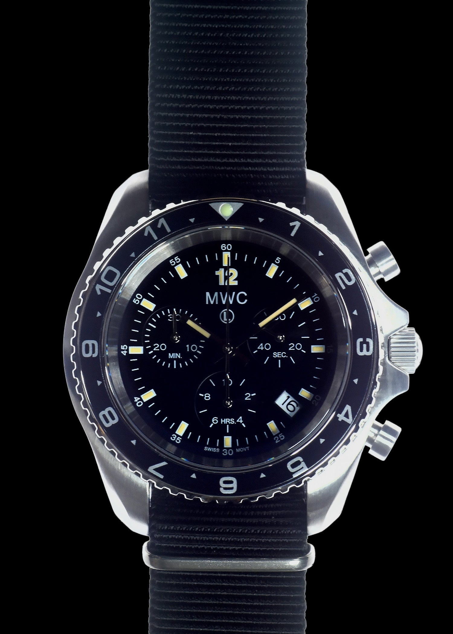 MWC NATO Pattern Stainless Steel Military Pilots Chronograph with Sapp ...