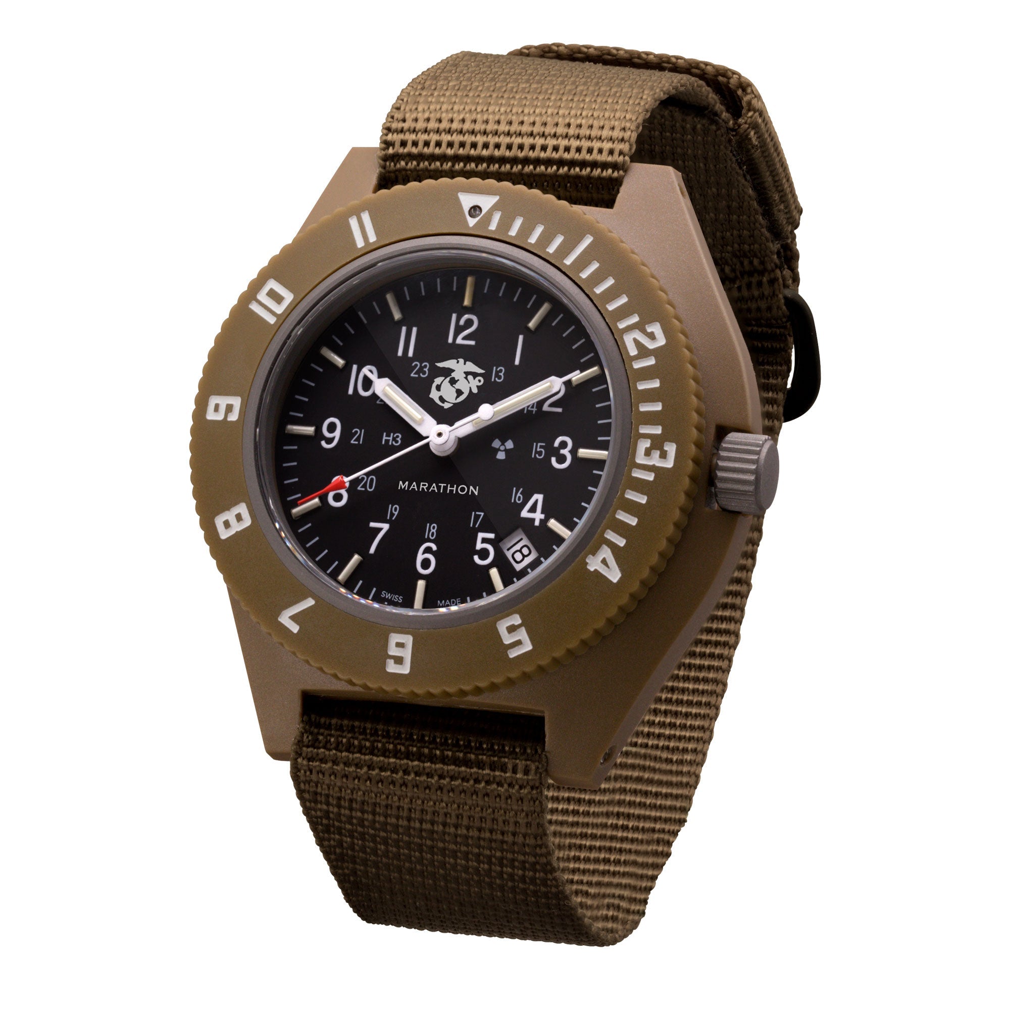 41MM OFFICIAL USMC DESERT TAN PILOT'S NAVIGATOR WITH DATE (QUARTZ ...