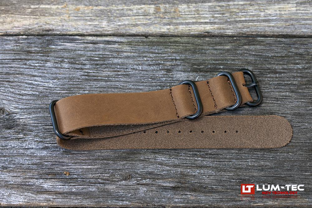 Brown Leather Military PVD Strap 22 and 24mm