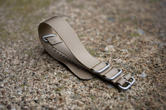 Tan Nylon Military Style Strap SS Hardware 22mm