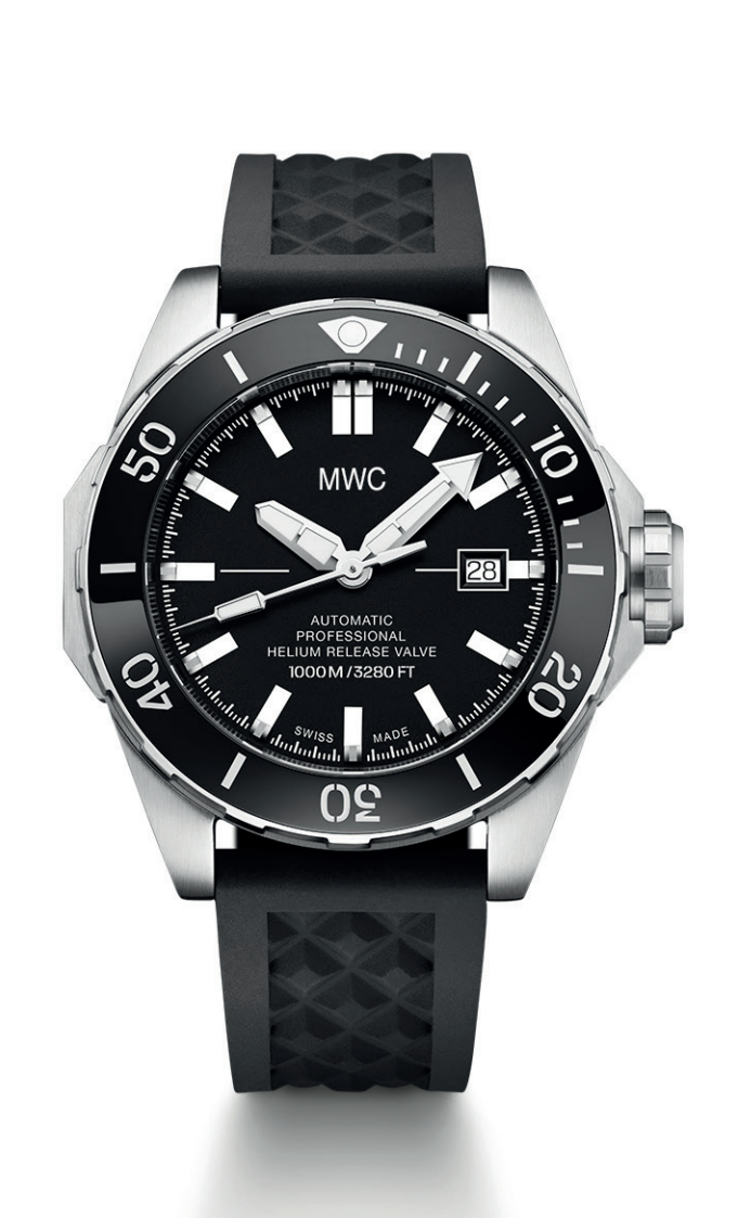 MWC 100atm / 3,280ft / 1000m Water Resistant Divers Watch in Stainless Steel Case with Helium Valve on Silicon Strap / 100% Swiss Made with Swiss 26 Jewel Automatic Movement - Special Introductory Offer