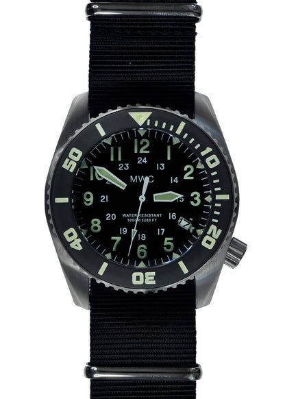 MWC "Depthmaster" 100atm / 3,280ft / 1000m Water Resistant Military Divers Watch in Stainless Steel Case with Helium Valve (Quartz)
