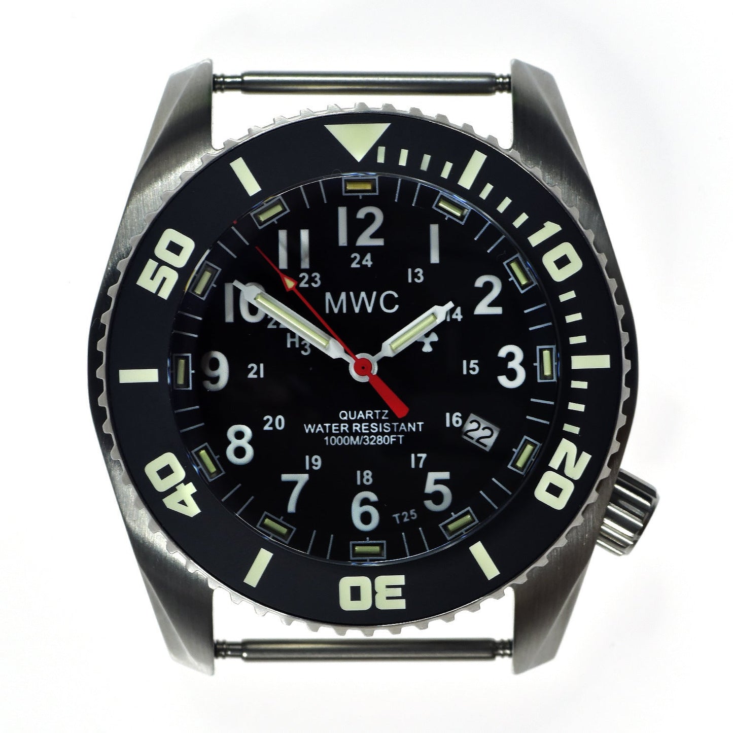 MWC "Depthmaster" 100atm / 3,280ft / 1000m Water Resistant Military Divers Watch in a Stainless Steel Case with GTLS and Helium Valve (10 Year Battery Life)