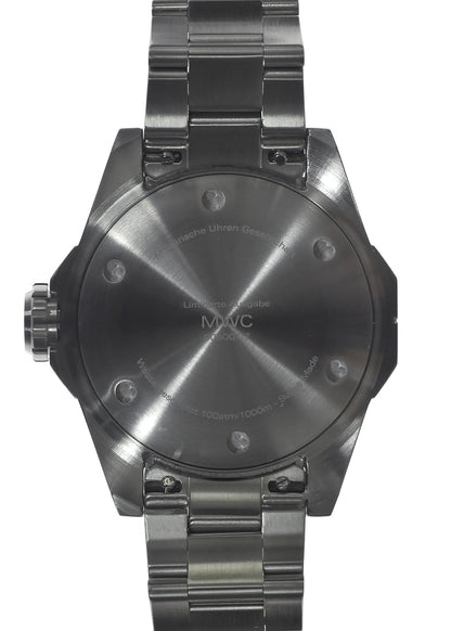 MWC 100atm / 3,280ft / 1000m Water Resistant Divers Watch in Stainless Steel Case with Helium Valve on a Matching Bracelet / 100% Swiss Made with Swiss 26 Jewel Automatic Movement