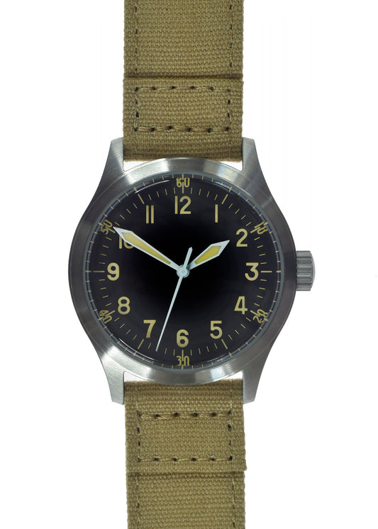 A-11 1940s WWII Pattern Military Watch (Automatic) Brushed Steel Finish with 100m Water Resistance and Sapphire Crystal