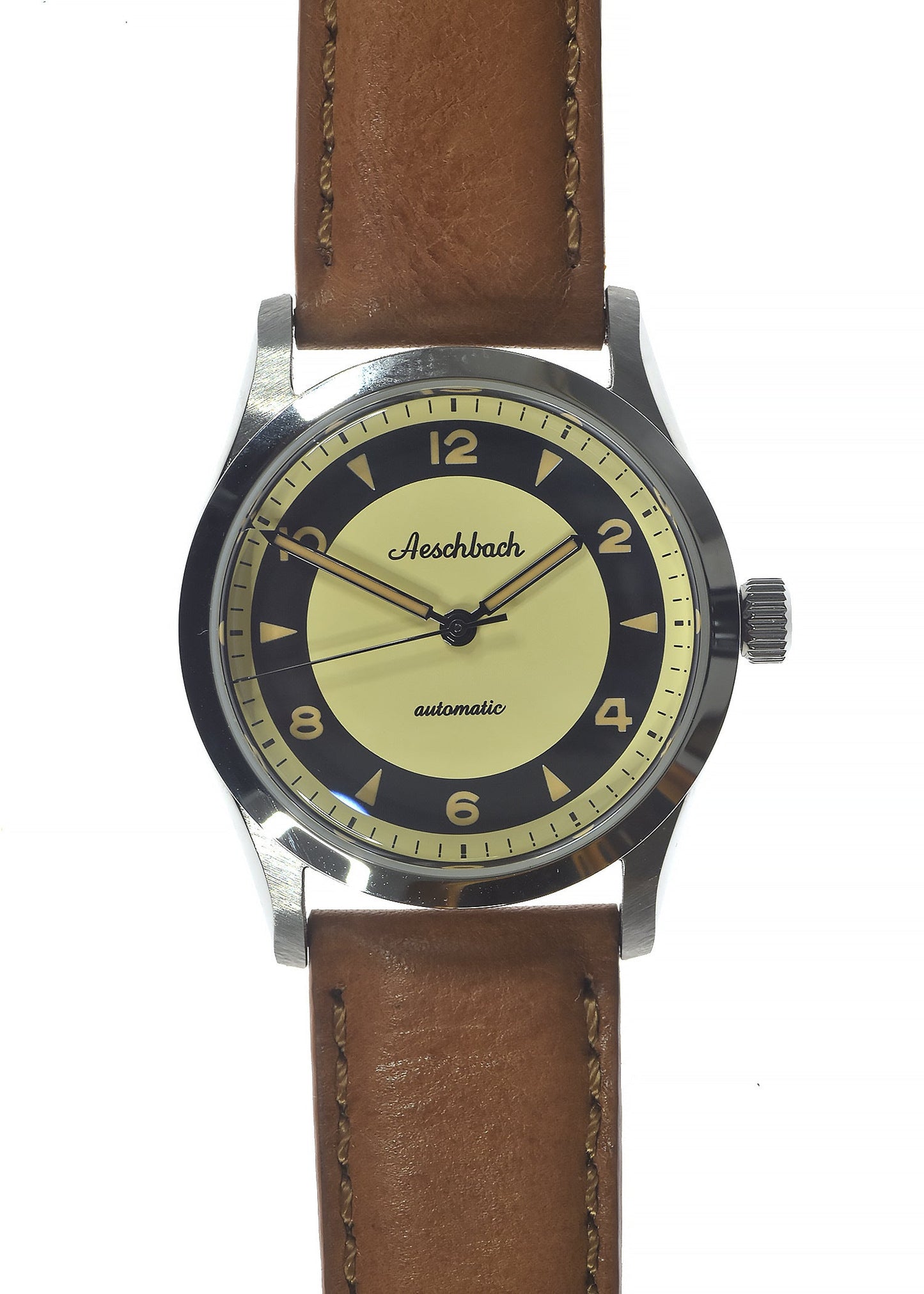 Aeschbach 1950s Pattern 25 Jewel Automatic Watch with Retro Luminous Paint, Sapphire Crystal and Calf Leather Strap