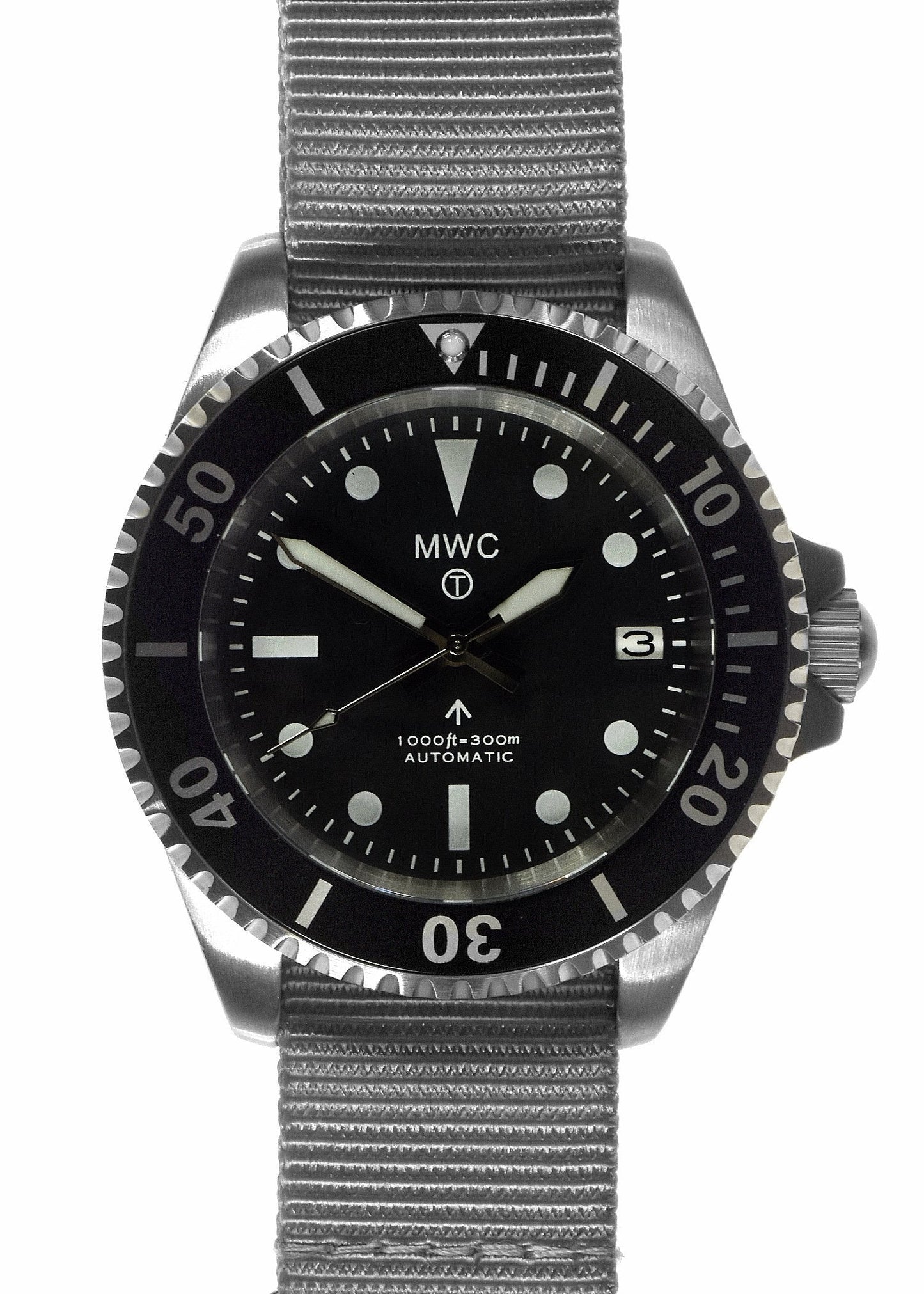 MWC 24 Jewel 1982 Pattern 300m Automatic Military Divers Watch with Sapphire Crystal on a NATO Webbing Strap