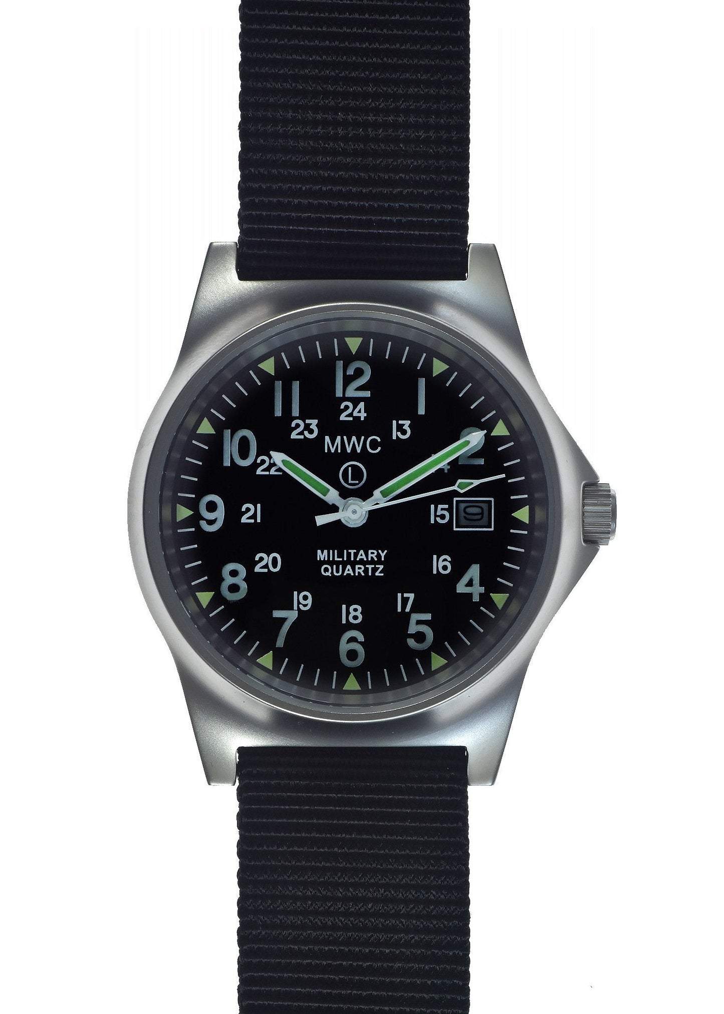 MWC G10 LM Stainless Steel Military Watch with 12/24 Hour Dial