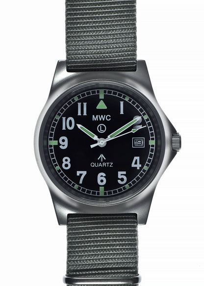 MWC G10 LM Stainless Steel Military Watch (Grey Strap) - Plain Caseback Suitable for Engraving / Personalization