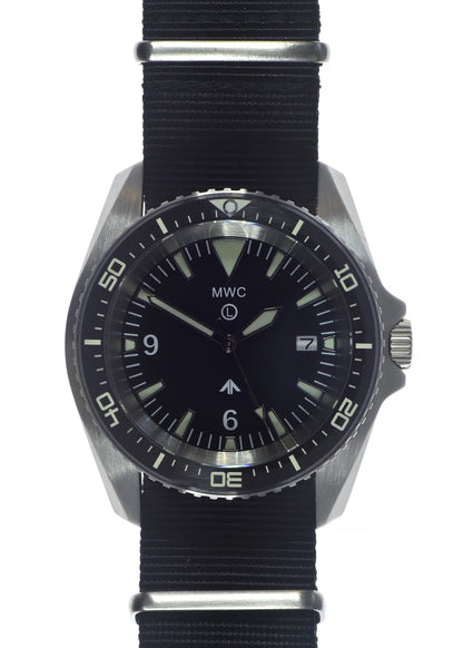 MWC Military Divers Watch in Stainless Steel Case with Sapphire Crystal, Ceramic Bezel and Solid Fixed Strap Bars (Quartz)