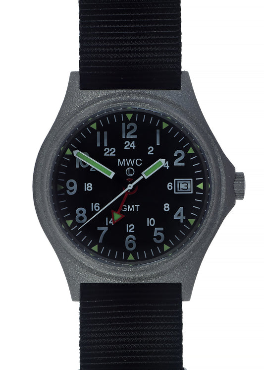 MWC GMT (Dual Time Zone) Water resistant Military Watch in Stainless Steel Case with Screw Crown