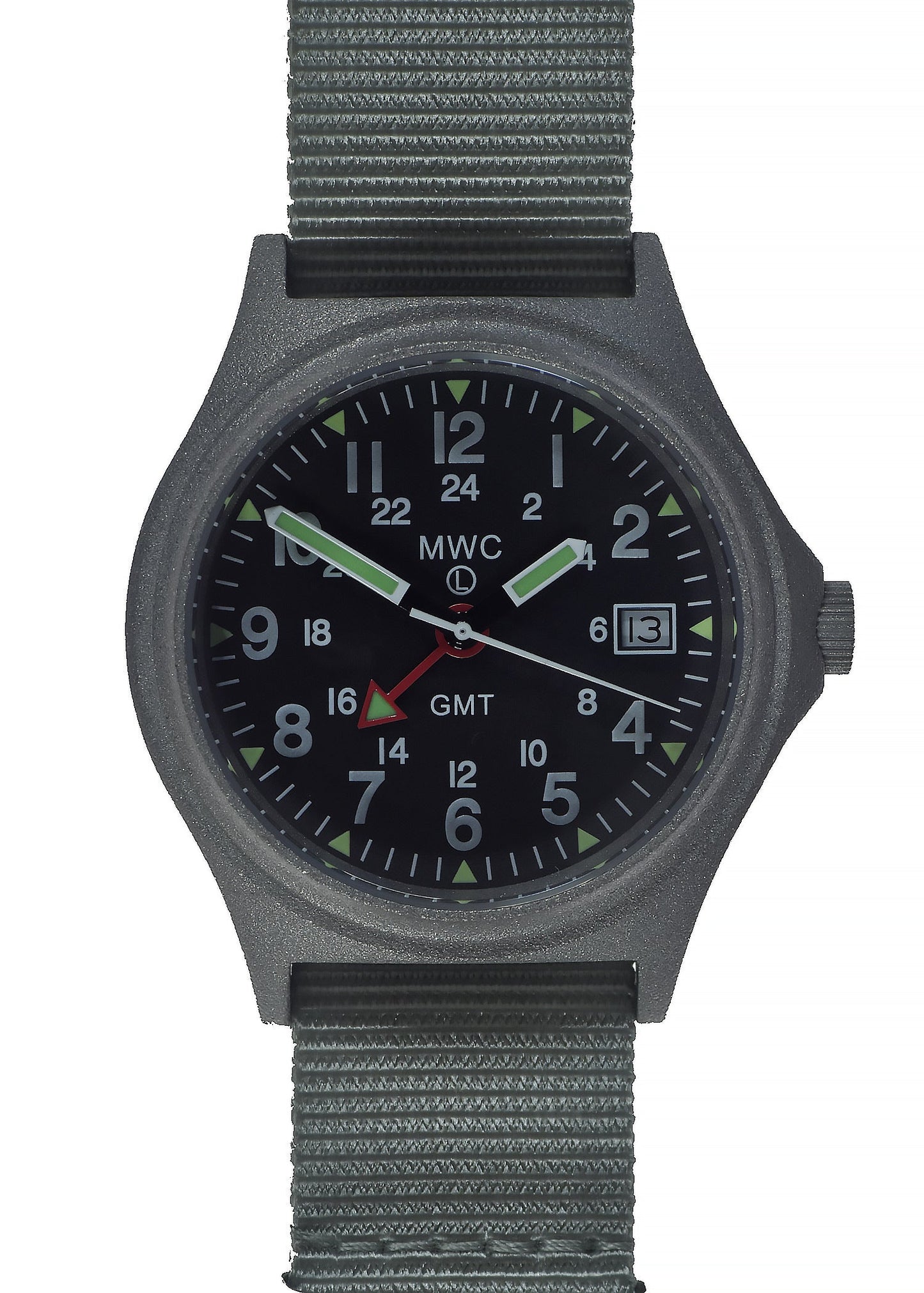 MWC GMT (Dual Time Zone) Water resistant Military Watch in Stainless Steel Case with Screw Crown
