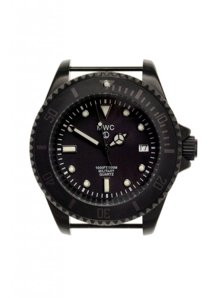 MWC 300m Black PVD Quartz Military Divers Watch (Branded)