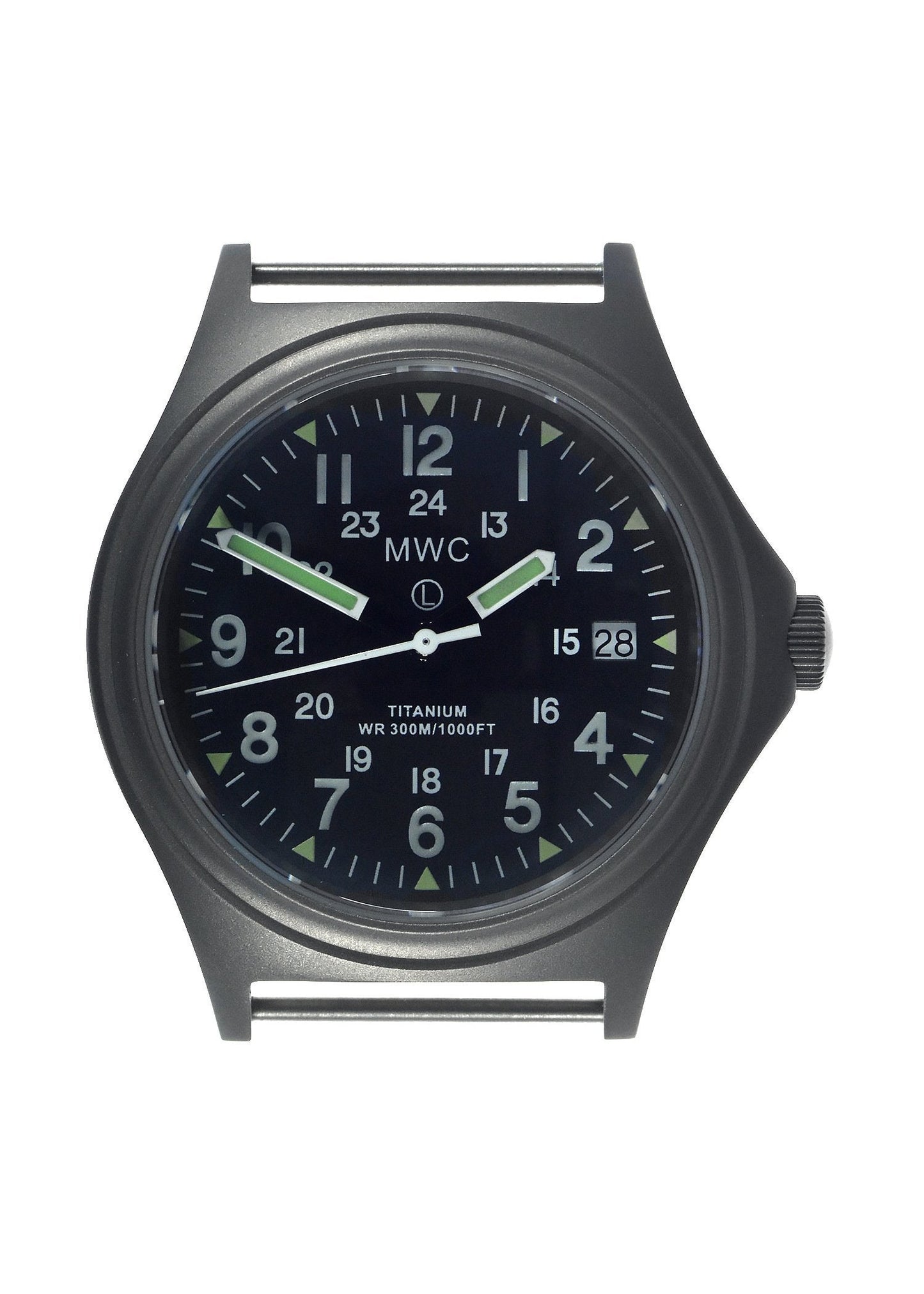 MWC Titanium General Service Watch, 300m Water Resistant, 10 Year Battery Life, Luminova, Sapphire Crystal and 12/24 Dial Format (Date Version)