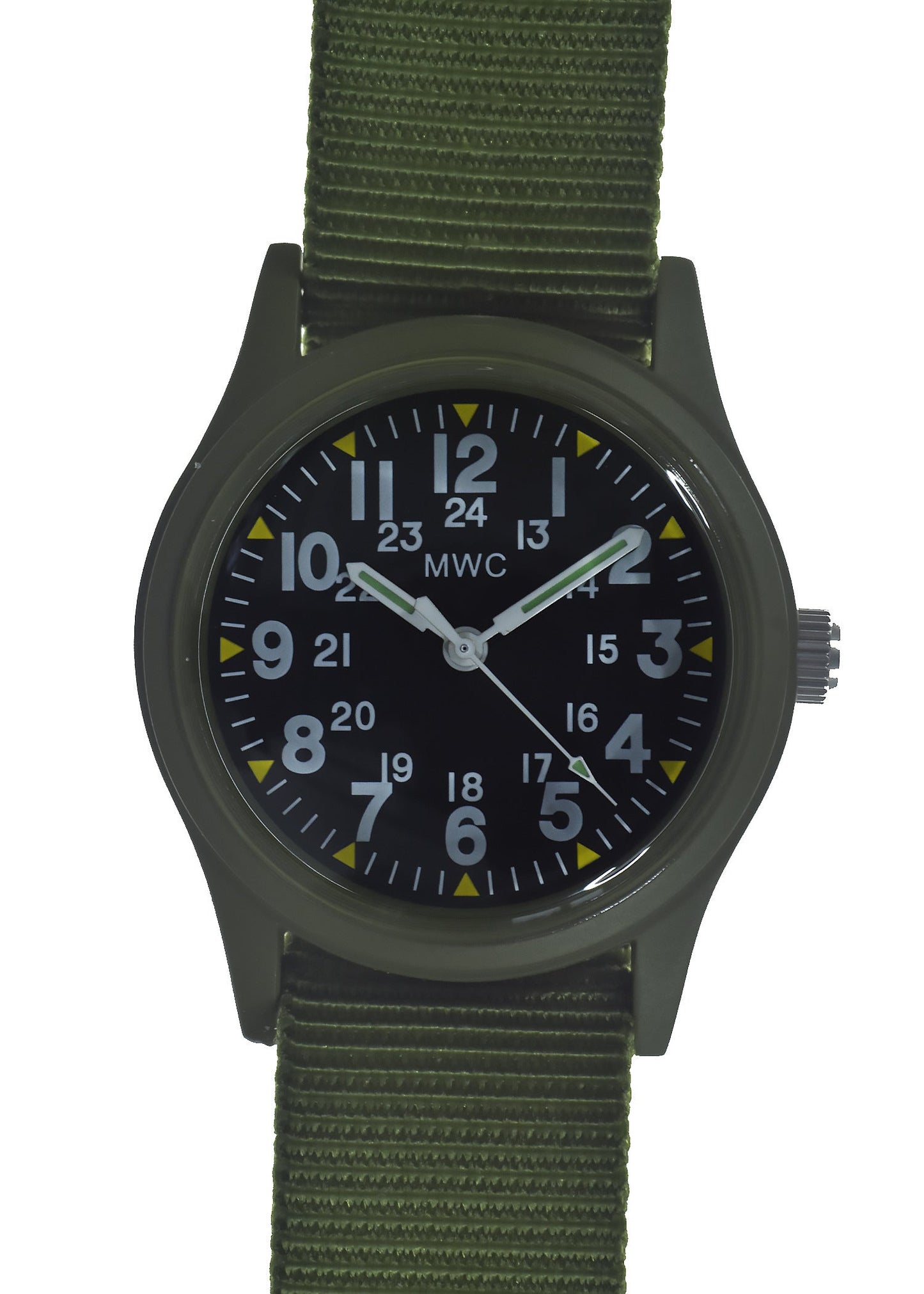 MWC Classic 1960s/70s Pattern Olive Vietnam Watch on Matching Webbing Strap