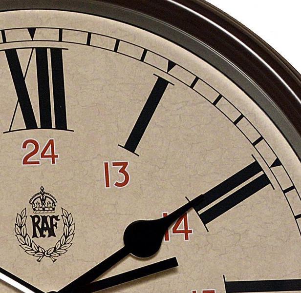 RAF 1943 Pattern Replica 12/24 Wall Clock 12"/30.5cm (Silent Sweep Movement)
